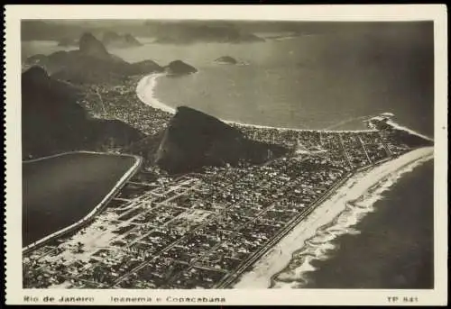 Postcard Rio de Janeiro Ipanema e Copacabana (Strand, Luftaufnahme) 1930