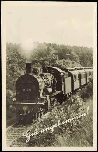 Ansichtskarte  Eisenbahn Zug Lokomotive DDR Serienkarte "Gut angekommen" 1959