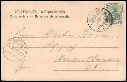 Bad Gottleuba-Berggießhübel Panorama 1903   gel nach Meissen Ankunftsstempel