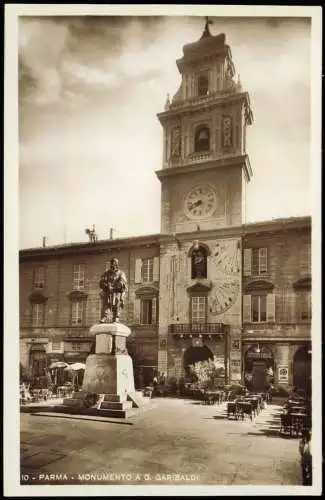 Cartolina Parma Denkmal Platz Restaurant MONUMENTO A G. GARIBALDI 1937