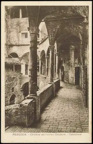 Cartolina Perugia Chiostro dell'antico Cimitero - Cattedrale 1910