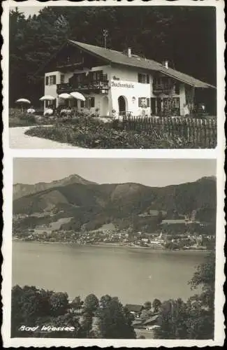 Bad Wiessee 2-Bild-Karte Panorama-Ansicht und Haus Am Buchenhain 1950