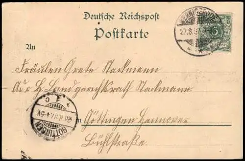 Ansichtskarte Schierke Dorfstraße   Vieh-Treiben 1897   gel mit Ankunftsstempel
