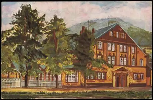 Oberschlema-Bad Schlema Erzgebirgischer Hof Erstes Haus am Platze (Künstlerkarte) 1930