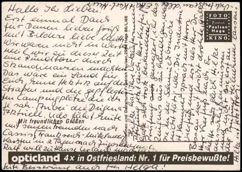 Niedersachsen Reklamekarte Opticland MB Region Emden & Norden & Leer1980