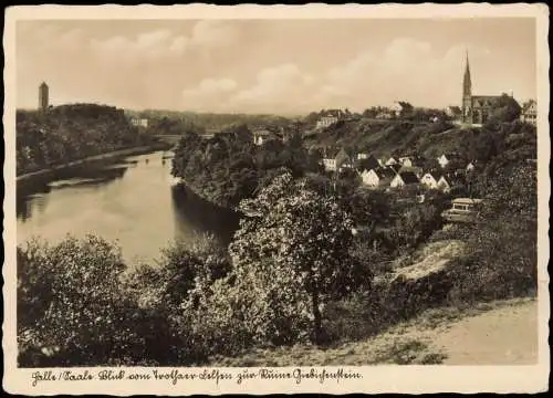 Halle Saale Panorama  Blick vom Trothaer Felsen zur Ruine Giebichenstein 1940