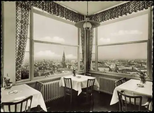 Freiburg im Breisgau Schloßbergrestaurant DATTLER Innen  mit Stadt-Blick 1960