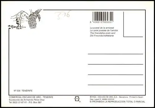 Postale .Teneriffa Tenerife Spanien Landkarte Map Übersichtskarte 2000