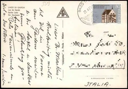Cartolina Riva del Garda Landkarte (Map) Lago di Garda Gardasee 1985
