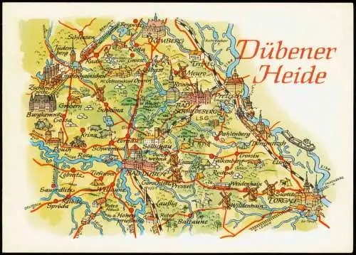 Ansichtskarte .Sachsen-Anhalt Landkarte: Dübener Heide 1986