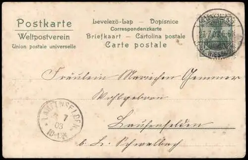 Ansichtskarte  Künstlerkarte Frühlingspost Schmetterling mit Brief 1903