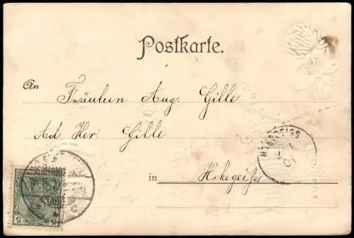 Ansichtskarte  Neujahr Sylvester New Year Hufeisen Kleeblatt 1901 Gold