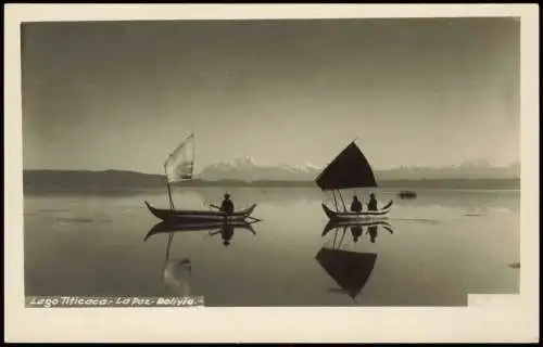 Postcard La Paz Lago Titicaca Boote 1935