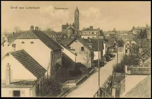 CPA Lutterbach Elsaß Straßenpartie 1918