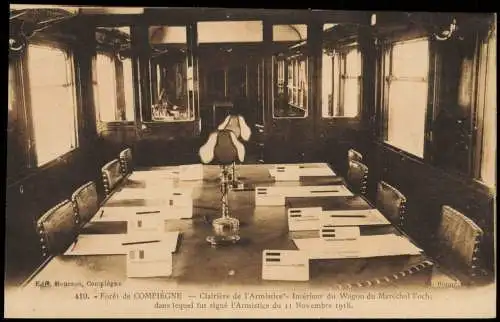 .Frankreich Forêt de COMPIÈGNE Wagon Innen France Frankreich 1922