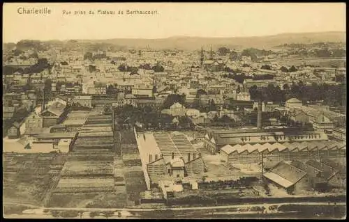 Charleville-Mézières   Vue prise du Plateau de Berthaucourt 1916 Feldpost