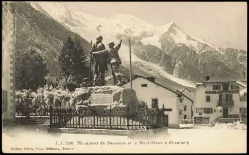 Chamonix-Mont-Blanc Ortsansicht Monument de Saussure et le Mont-Blanc 1910