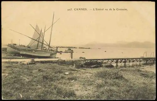 CPA Cannes Estérel vu de la Croisette, alte Segelboote 1910