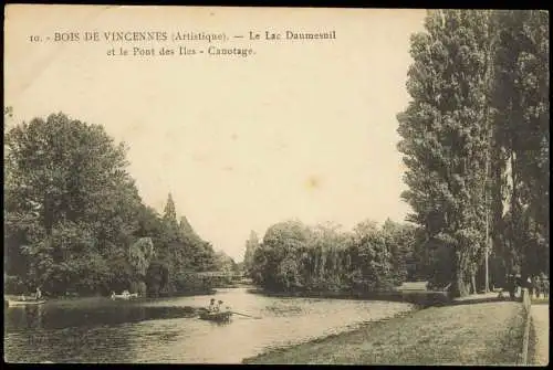 .Frankreich BOIS DE VINCENNES (Artistique) Pont des Iles Canotage 1910