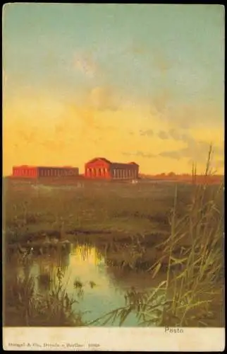 Cartolina Paestum Pestum Künstlerkarte Ruinen Pesto 1908