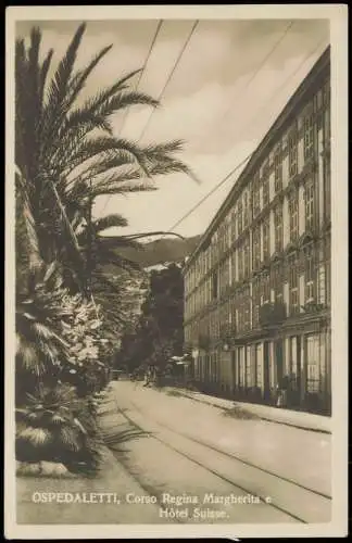 Cartolina Ospedaletti Corso Regina Margherita Hôtel Suisse. 1930