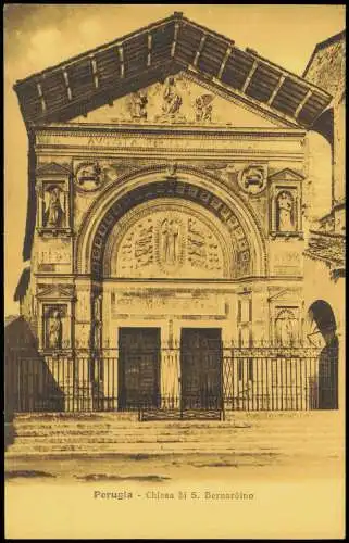 Cartolina Perugia Kirchen Eingang Chiesa di S. Bernardino 1910