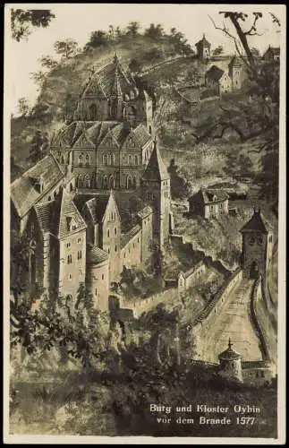 Ansichtskarte Oybin Burg und Kloster Oybin vor dem Brande 1577 1920