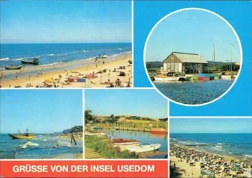 Usedom Ückeritz: Strand, Bootshafen am Achterwasser  Strand Koserow Strand 1980