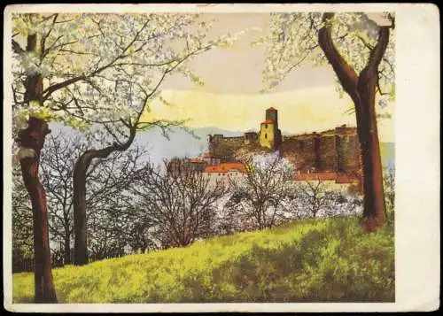 Schreckenstein Elbe Aussig Střekov   Ústí nad Labem Künstlerkarte Burg 1941