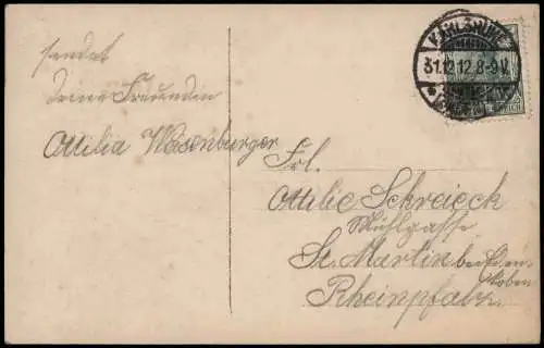 Neujahr Sylvester New Year Fotokunst Mädchen mit Schlitten Geldsäcke 1912