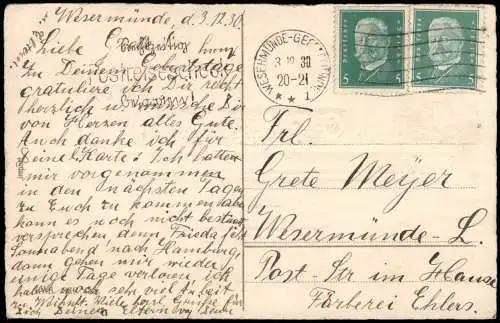 Ansichtskarte  Geburtstag Birthday Glücksboten-Telegramm Veilchen 1930 Gold