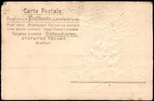 Künstlerkarte Hufeisen aus Veilchen Gold Glücksklee 1911 Goldprägung