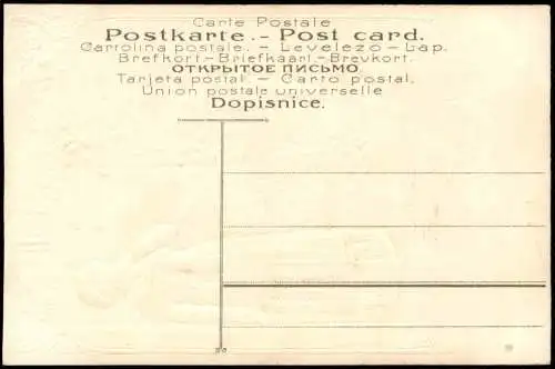 Künstlerkarte Abschied Mann Frau Gold Sonnenlicht Sonnenschein 1911 Goldprägung