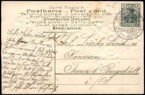 Ansichtskarte  Botanik :: Blumen Märzenbecher und Veilchen 1909 Goldprägung