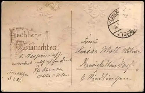 Weihnachten Christmas Mari und Jesus Kind Rosendornen 1935 Goldprägung