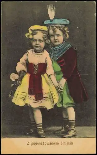 Polen Polska polnische Volkstypen Trachten Junge und Mädchen 1912