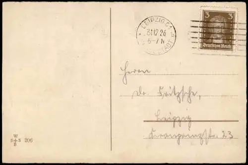 Scherzkarte Prosit Neujahr Emil, er beißt! Ehepaar und STORCH 1926