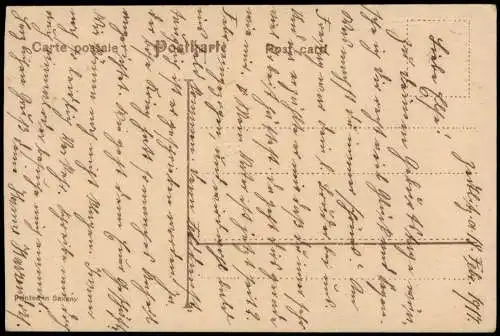 Ansichtskarte  Geburtstag Birthday Junge mit Goldkorb und Veilchen 1912 Gold