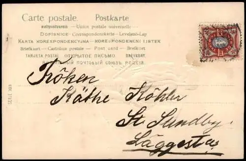 Künstlerkarte Afrikanerin und Europäerin unter Regenschirm 1909 Prägekarte