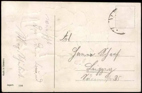 Neujahr Sylvester New Year Jungen sitzen auf Schneemann 1928 Prägekarte