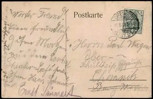 Innere Altstadt-Dresden Centraltheater Vorhang nackte Tanzende 1910