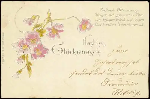 Ansichtskarte  Botanik :: Blumen duftende Blumenzweige 1909 Silberprägung