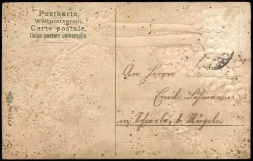 Ansichtskarte  Geburtstag Birthday Veilchen an der Birke 1909 Prägekarte