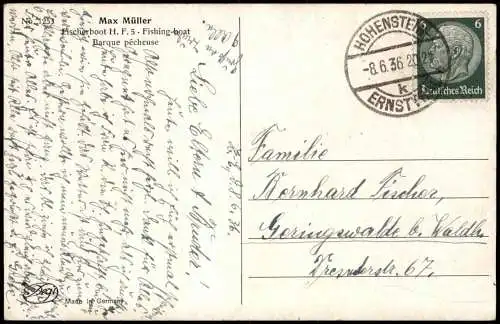 Ansichtskarte  Künstlerkarte Degi Pinselduktus Fischerboot Max Müller 1936