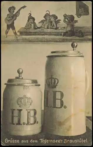 Tegernsee (Stadt) Tegernsee'r Braustűbel Hofbräu Bierseidel 1919