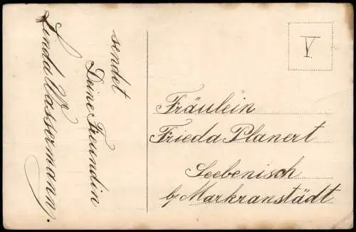 Ansichtskarte  Geburtstag Birthday Hund bringt Brief Mädchen 1912 Gold
