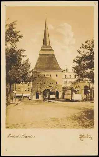 Ansichtskarte Rostock Steintor Straßenbahn Tram Fotokarte 1938