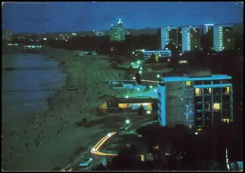 Slantschew Brjag Sonnenstrand Слънчев бряг Strand Hotels bei Nacht 1975