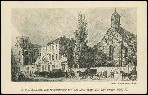 Ansichtskarte Berlin Die Klosterkirche um das Jahr 1838/1929