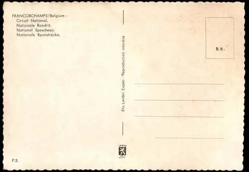 Postkaart FRANCORCHAMPS FRANCORCHAMPS Rennstrecke National Speedway. 1974